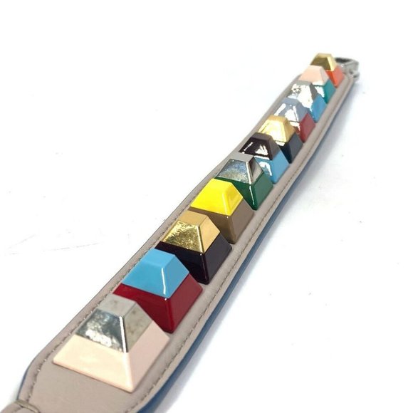 FENDI Strap you Studs Shoulder strap Leather Multicolore - Picture 5 of 16